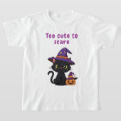 Te Schattige om bang te zijn - Halloween Black Cat T-shirt (Laagn)