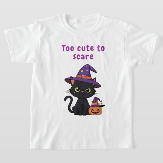 Te Schattige om bang te zijn - Halloween Black Cat T-shirt (Laagn)