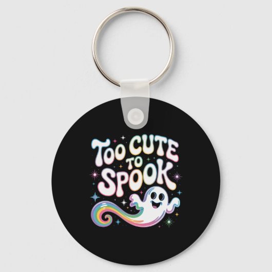 Te Schattige om Ghost Funny Halloween Gezegde 2 te Sleutelhanger (Voorkant)
