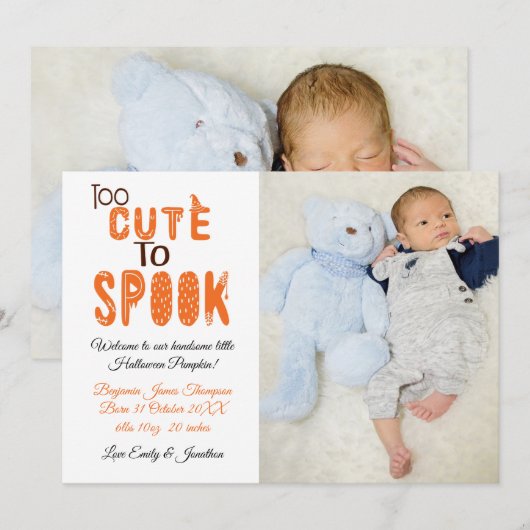 Te Schattige om Halloween-foto te maken Nieuwe bab Aankondiging (Voorkant / Achterkant)