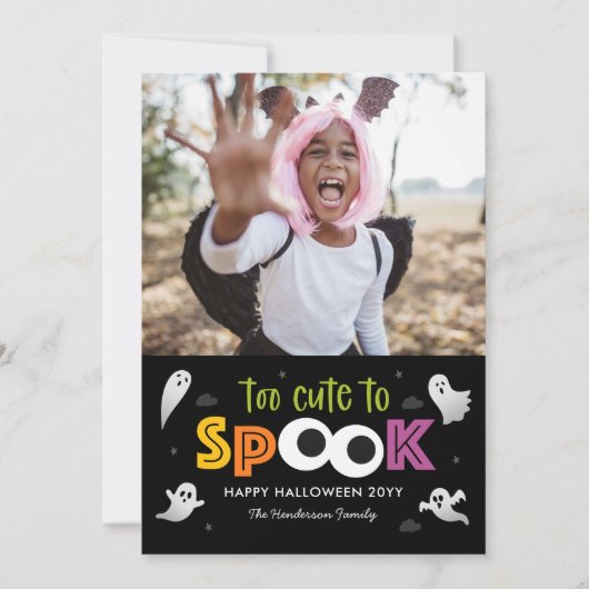 Te Schattige om Halloween-fotokaart te spooksen Kaart (Voorkant)