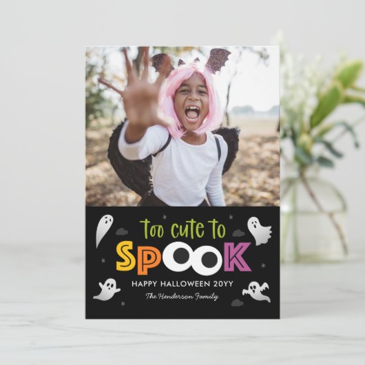 Te Schattige om Halloween-fotokaart te spooksen Kaart (Staand voorkant)