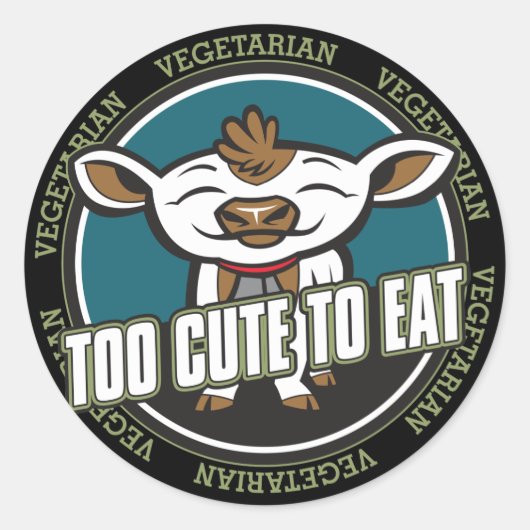 Te Schattige om Koe te eten Ronde Sticker (Voorkant)