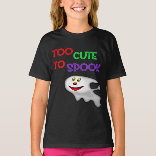 Te Schattige om Schattige Ghost Halloween-ontwerp T-shirt (Voorkant)