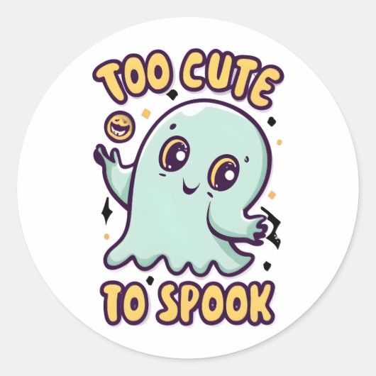 Te Schattige om Schattigee Halloween Ghost te schr Ronde Sticker (Voorkant)