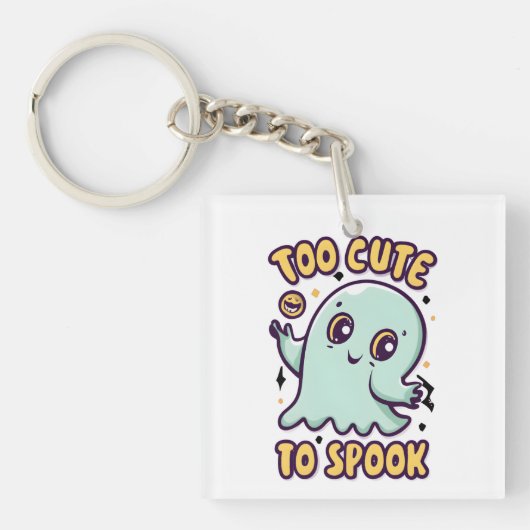 Te Schattige om Schattigee Halloween Ghost te schr Sleutelhanger (voorkant)