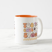 Te Schattige om Schattigee spookretro Halloween te Tweekleurige Koffiemok (Voorkant rechts)