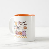 Te Schattige om Schattigee spookretro Halloween te Tweekleurige Koffiemok (Voorkant links)