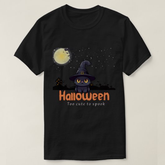 Te Schattige om spook - Black Cat & Pumpkin Hallow T-shirt (Design voorkant)