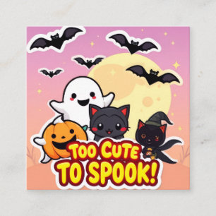 Te Schattige om spook - Kawaii Halloween Ghost Vierkante Visitekaartje
