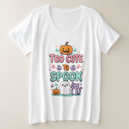 Te Schattige om spook - Kawaii Pastel Halloween Grote Maat T-shirt (Design voorkant)