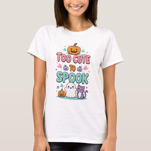 Te Schattige om spook - Kawaii Pastel Halloween T-shirt (Voorkant)