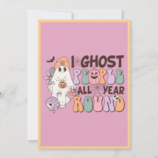 Te Schattige om spook stoffig roze 1e verjaardag Kaart (Achterkant)