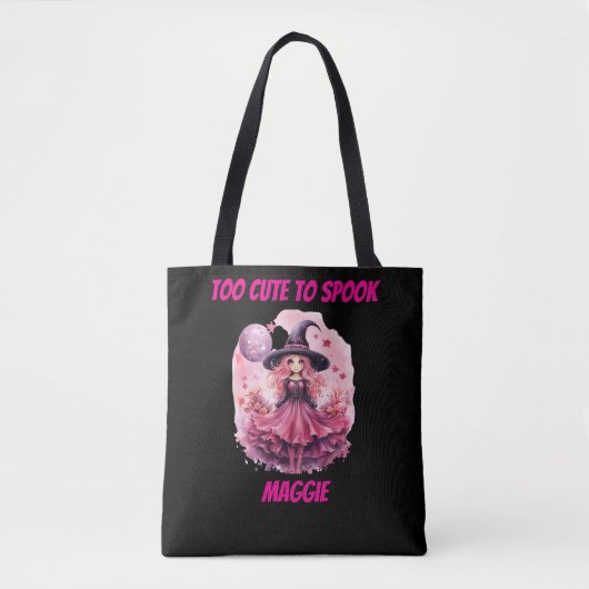 Te Schattige om Spook Witch gepersonaliseerde Hall Tote Bag (Voorkant)