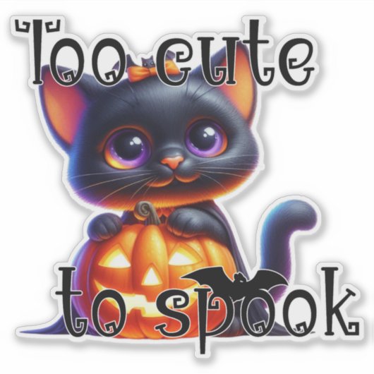 Te Schattige om zwarte kitten met gesneden pompoen Sticker (Voorkant)