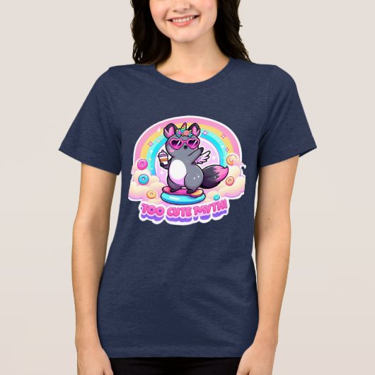 Te Schattige voor mythes!" – Kawaii Quinic Hoverbo Tri-Blend Shirt (Voorkant)