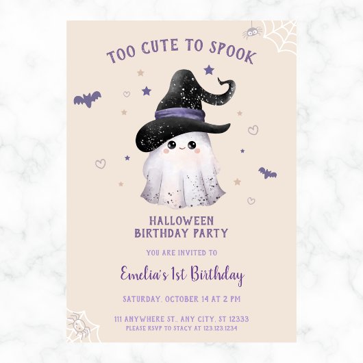 Te Schattige voor Spook Girls Halloween 1st Birthd Kaart