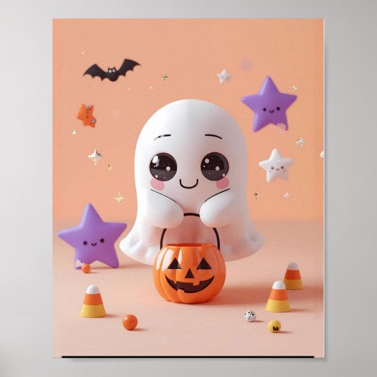 Te Schattige voor Spook – Schattig Ghost Poster (Voorkant)