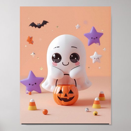 Te Schattige voor Spook – Schattig Ghost Poster (Voorkant)