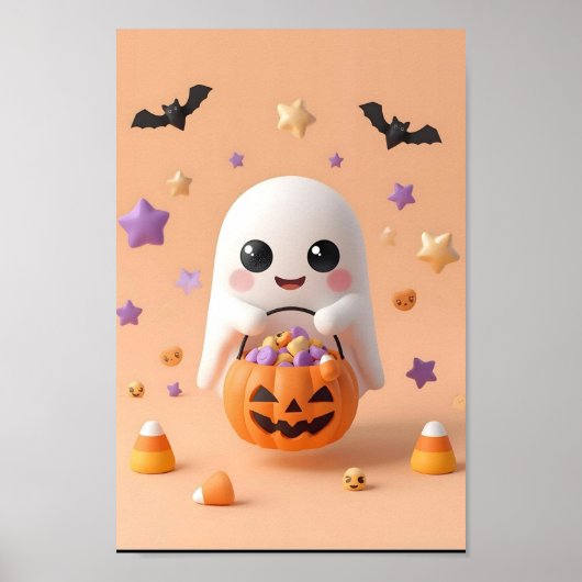 Te Schattige voor Spook – Schattig Ghost Poster (Voorkant)