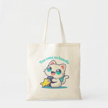 Te Schattigee Kawaii Anim Cat & Fish Canvas tas
