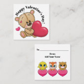 Te Schattigee teddybeer Valentijn - zie terug Vierkante Visitekaartje (Voorkant / Achterkant)