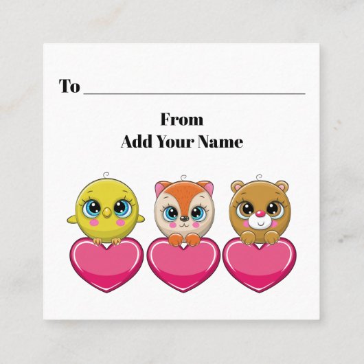 Te Schattigee teddybeer Valentijn - zie terug Vierkante Visitekaartje (Achterkant)