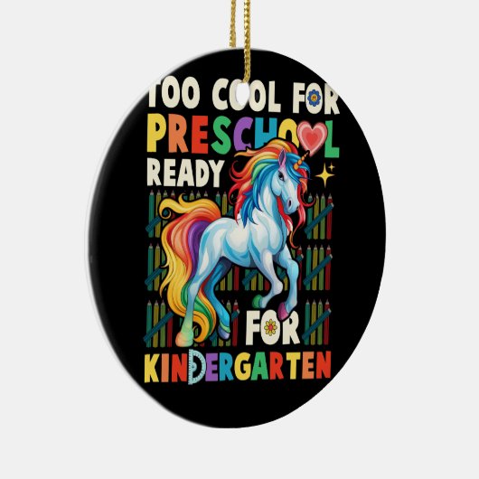 te school voor kleuterschool eerste dag van keramisch ornament (Rechts)