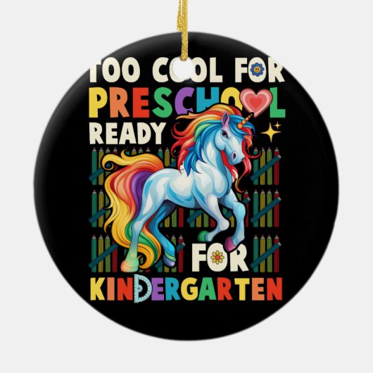 te school voor kleuterschool eerste dag van keramisch ornament (Achterkant)