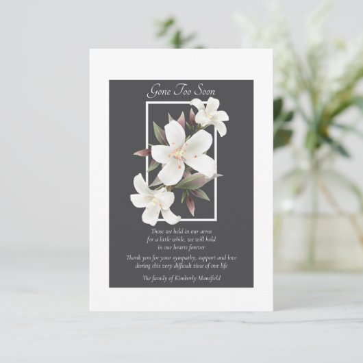 Te snel om sympathie bedankkaart (Staand voorkant)