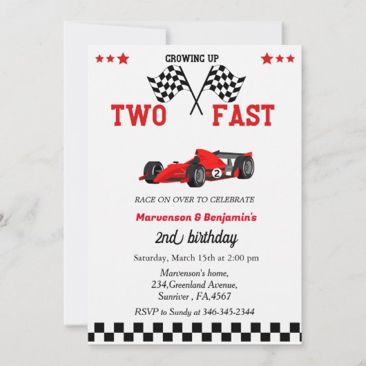 te snel opgroeien met een racewagen met twee jonge kaart (Voorkant)