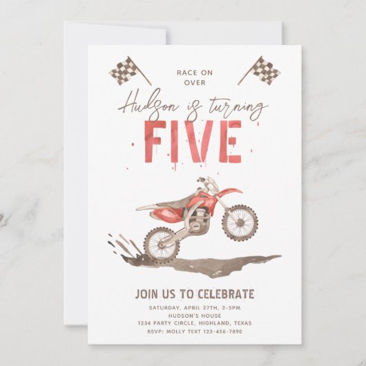 Te snelle uitnodiging van de 5e verjaardag | Bike  (Voorkant)