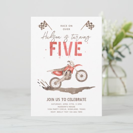 Te snelle uitnodiging van de 5e verjaardag | Bike  (Staand voorkant)