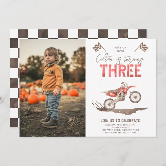 Te snelle uitnodiging van de Dagen | 3e verjaardag (Voorkant / Achterkant)