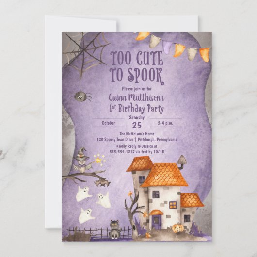 Te stuiten op Spook Halloween 1e Birthday Party Kaart (Voorkant)