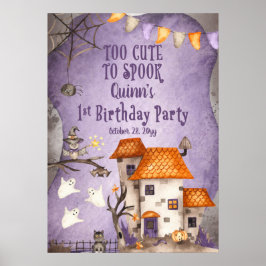 Te stuiten op Spook Halloween 1e Birthday Party Poster