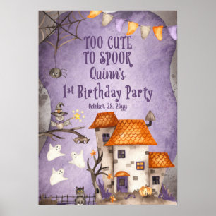 Te stuiten op Spook Halloween 1e Birthday Party Poster