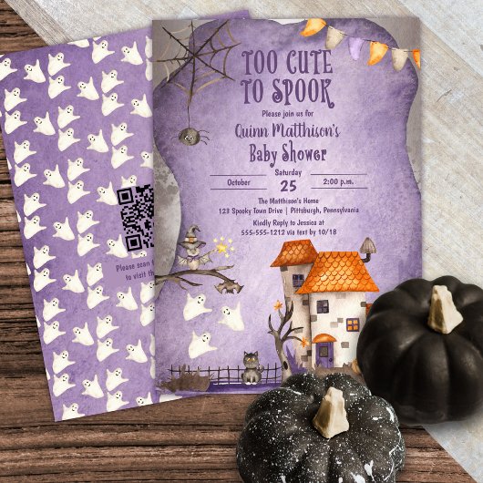 Te stuiten op Spook Halloween Baby shower QR Kaart