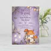 Te stuiten op Spook Halloween Baby shower QR Kaart (Staand voorkant)