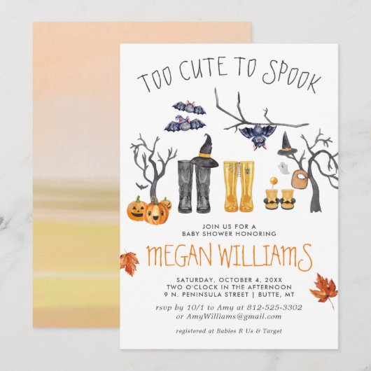 Te stutten naar Spook | Halloween Baby shower (Voorkant / Achterkant)