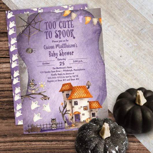 Te stutten naar Spook Halloween Baby shower Kaart