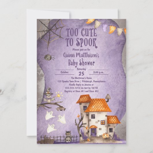 Te stutten naar Spook Halloween Baby shower Kaart (Voorkant)