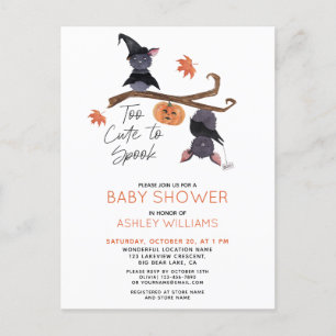 Te stutten naar Spook Waterverf Bats Baby shower Uitnodiging Briefkaart