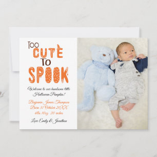 Te stutten op Spook Halloween Foto New Baby Boy Aankondiging