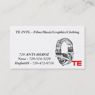 te, TE INTL - Films/Music/Graphics/Clothing, nr... Visitekaartje