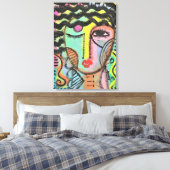 Te veel Abstract portret op OSB Canvas Afdruk (Insitu (Slaapkamer))