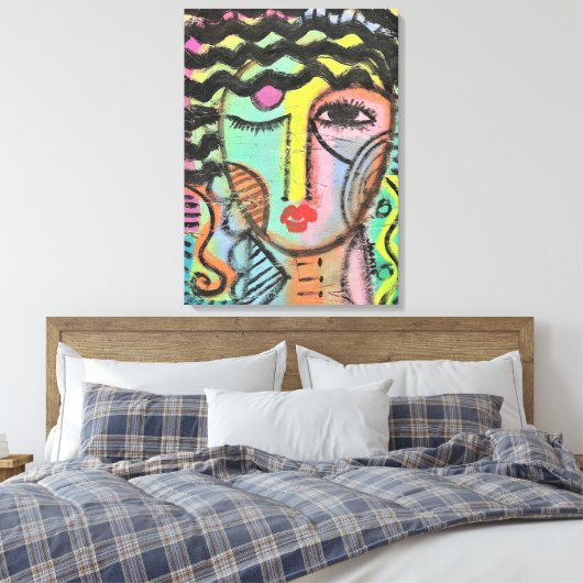 Te veel Abstract portret op OSB Canvas Afdruk (Insitu (Slaapkamer))