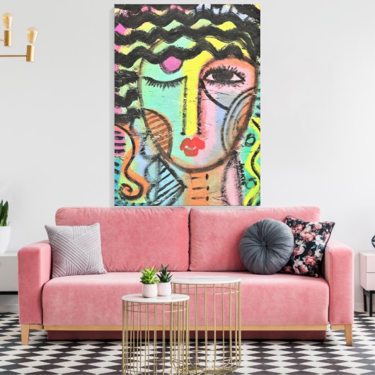 Te veel Abstract portret op OSB Canvas Afdruk (Insitu (Woonkamer))