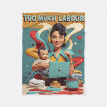 Te veel arbeid - retro feministisch satire ontwerp