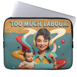 Te veel arbeid - retro feministisch satire ontwerp laptop sleeve